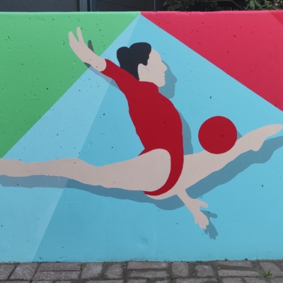 Peint &agrave; la main – Salle de sport Pierre de coubertin – Tilloy (62) – Adrien et Jerome D.