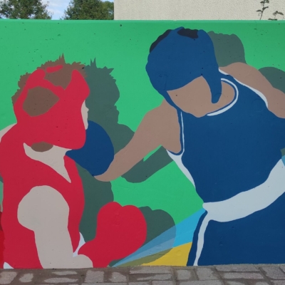 Peint &agrave; la main – Salle de sport Pierre de coubertin – Tilloy (62) – Adrien et Jerome D.