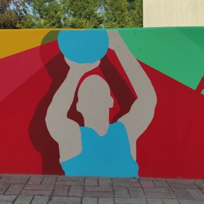 Peint &agrave; la main – Salle de sport Pierre de coubertin – Tilloy (62) – Adrien et Jerome D.