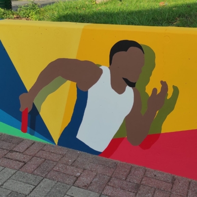 Peint &agrave; la main – Salle de sport Pierre de coubertin – Tilloy (62) – Adrien et Jerome D.